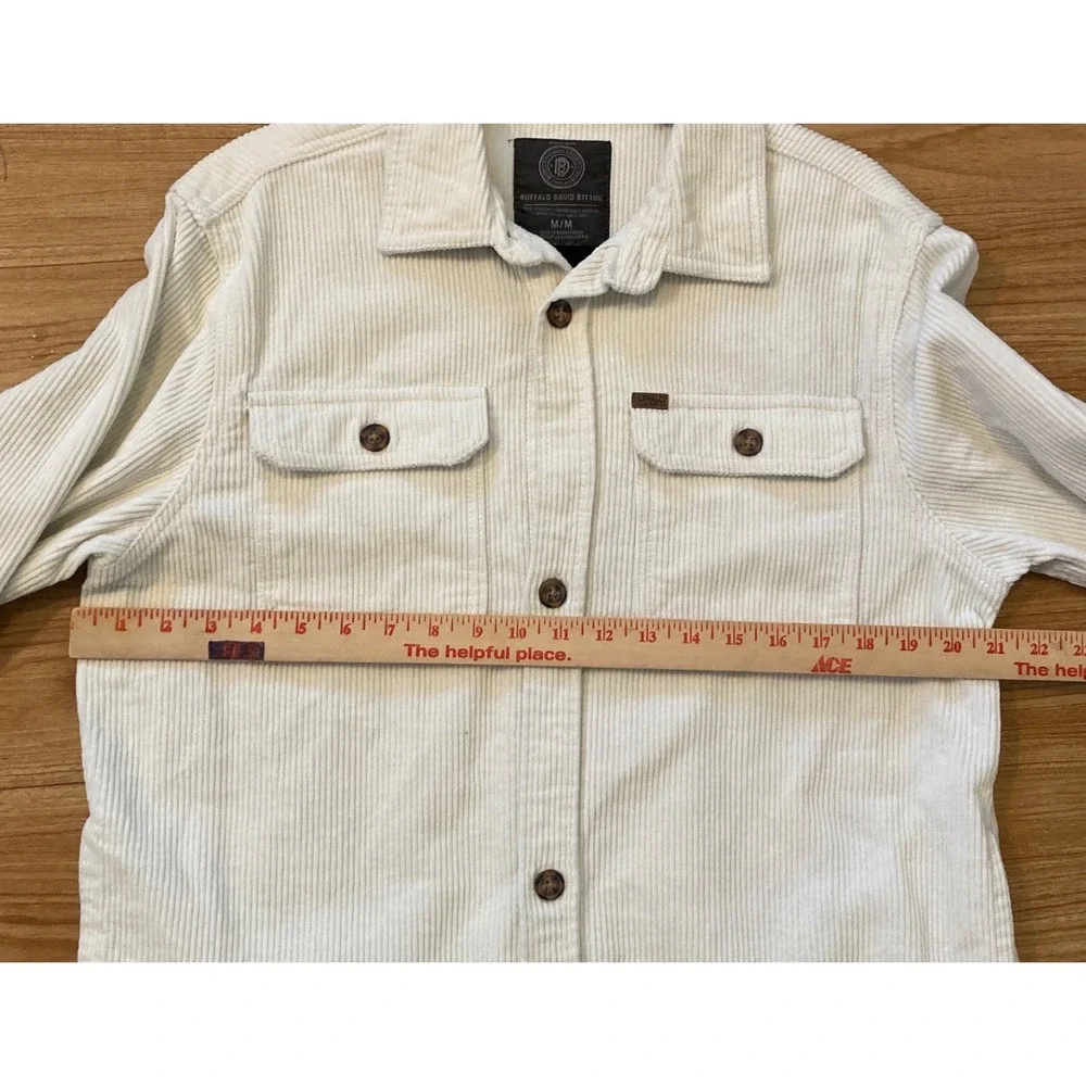 Buffalo David Bitton Womens M Cream Corduroy Button Front Shacket Shirt Jacket